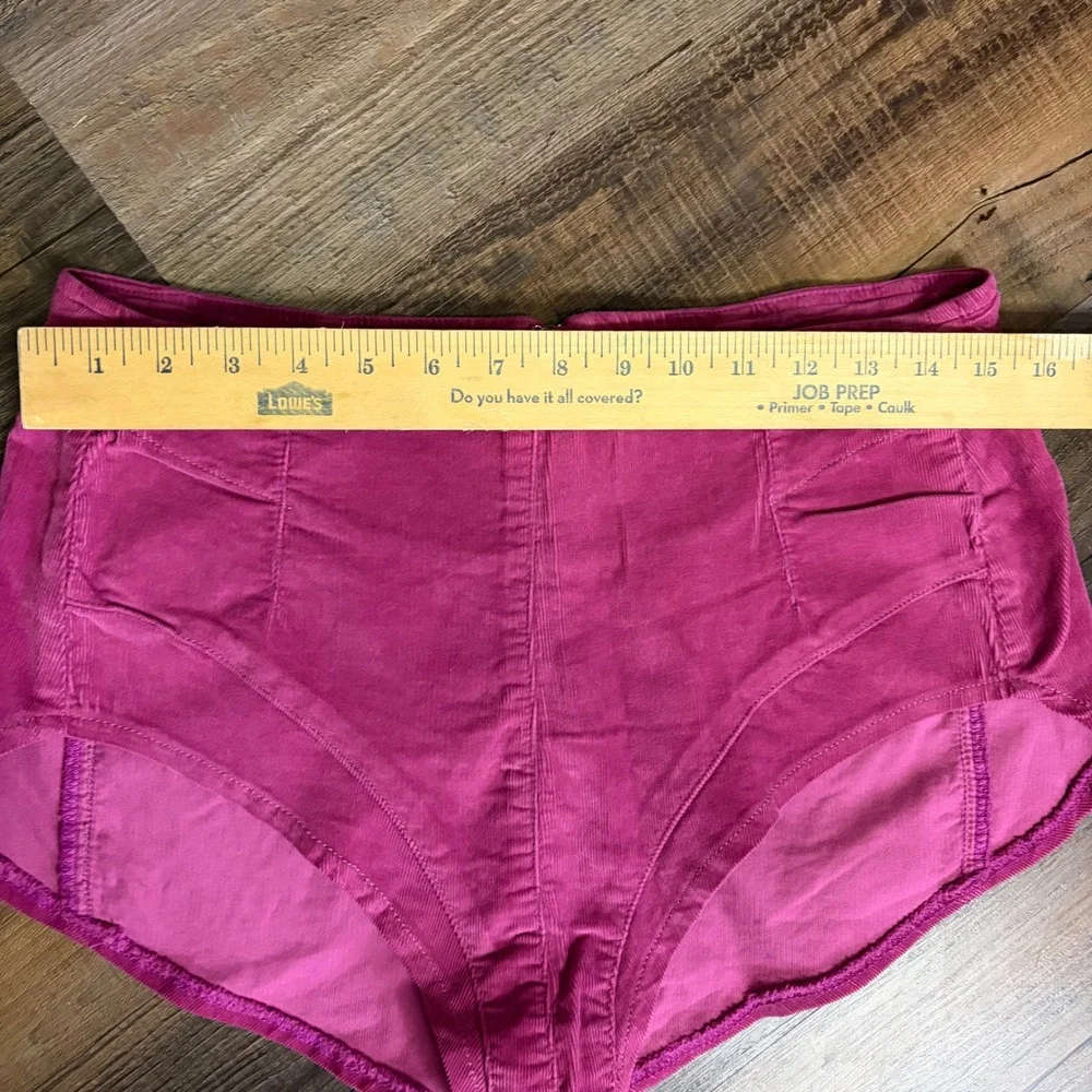 Free People We The Free Keep it Brief Shorts Med Magenta Corduroy High Waist